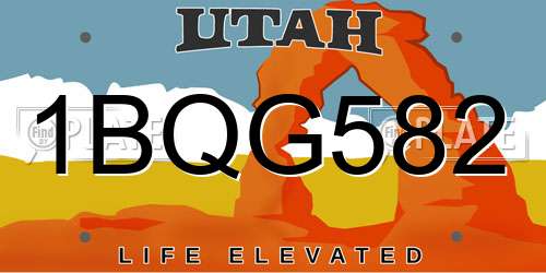 1BQG582 Utah License Plate