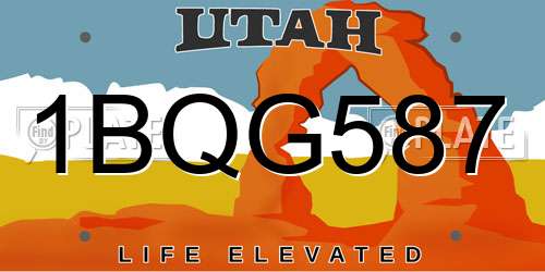 1BQG587 Utah License Plate