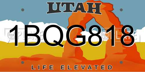 1BQG818 Utah License Plate