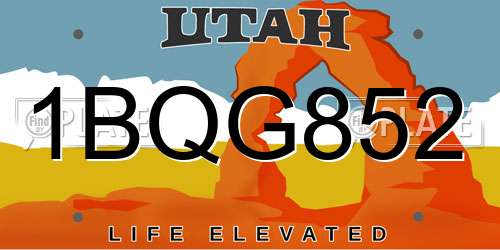 1BQG852 Utah License Plate
