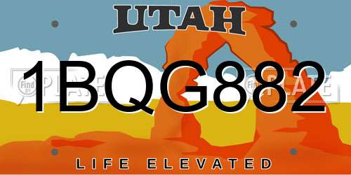 1BQG882 Utah License Plate