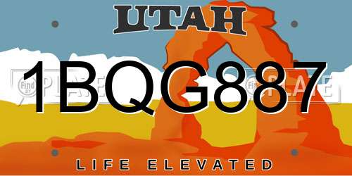 1BQG887 Utah License Plate