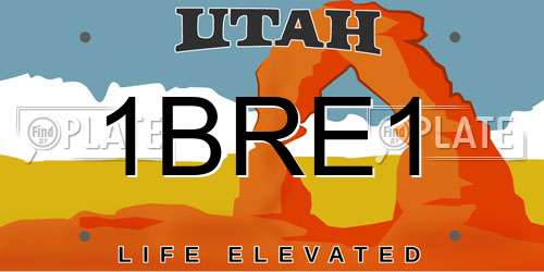 1BRE1 Utah License Plate