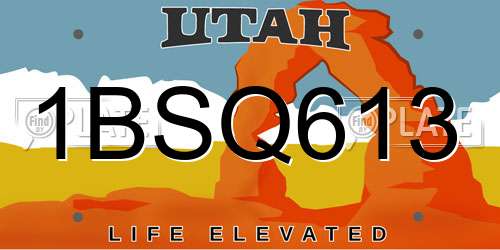 1BSQ613 Utah License Plate