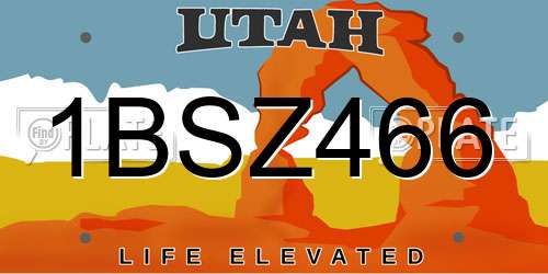 1BSZ466 Utah License Plate