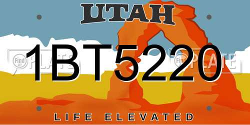 1BT5220 Utah License Plate