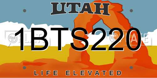 1BTS220 Utah License Plate