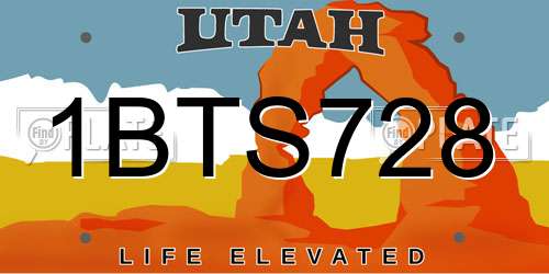 1BTS728 Utah License Plate