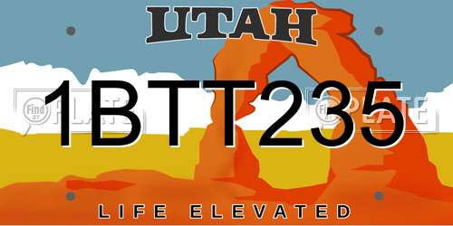 1BTT235 Utah License Plate