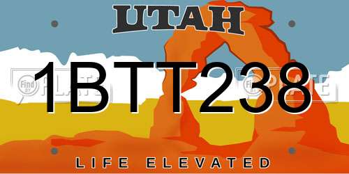 1BTT238 Utah License Plate