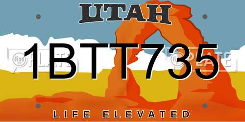 1BTT735 Utah License Plate