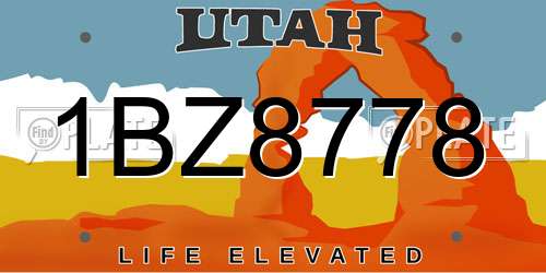 1BZ8778 Utah License Plate