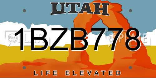 1BZB778 Utah License Plate