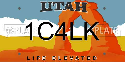 1C4LK Utah License Plate