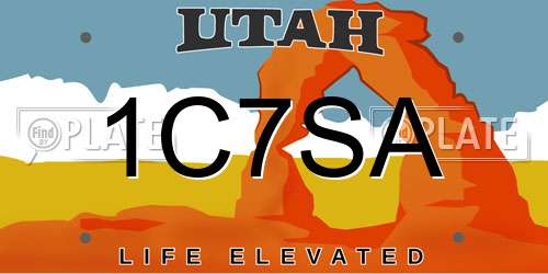 1C7SA Utah License Plate