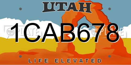 1CAB678 Utah License Plate