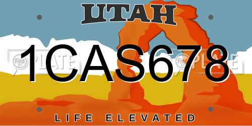 1CAS678 Utah License Plate