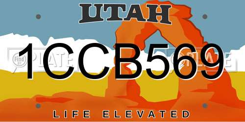 1CCB569 Utah License Plate