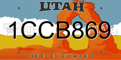 1CCB869 Utah License Plate