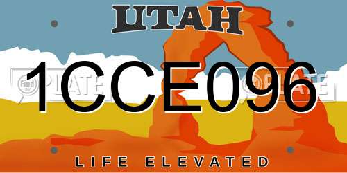 1CCE096 Utah License Plate