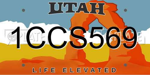 1CCS569 Utah License Plate