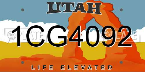 1CG4092 Utah License Plate