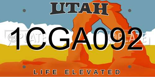 1CGA092 Utah License Plate