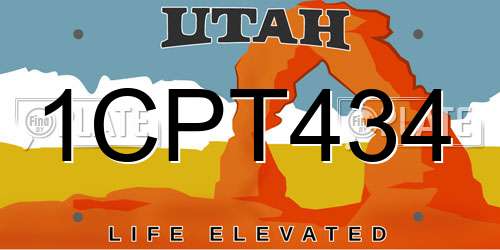 1CPT434 Utah License Plate