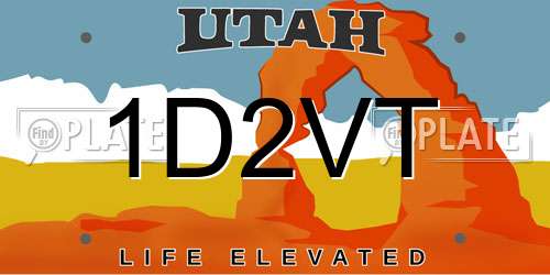 1D2VT Utah License Plate