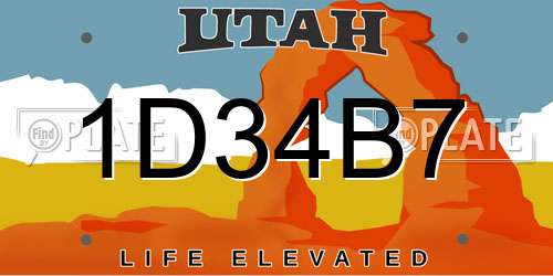 1D34B7 Utah License Plate