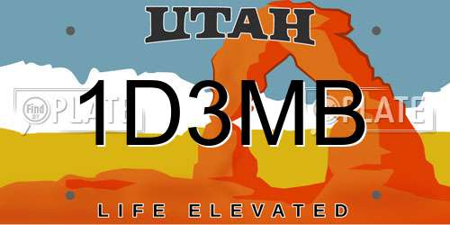 1D3MB Utah License Plate