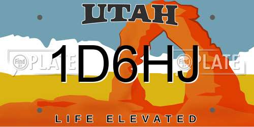 1D6HJ Utah License Plate