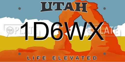 1D6WX Utah License Plate