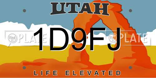 1D9FJ Utah License Plate