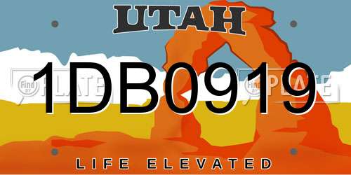 1DB0919 Utah License Plate
