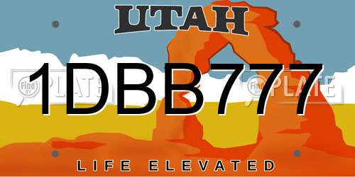 1DBB777 Utah License Plate