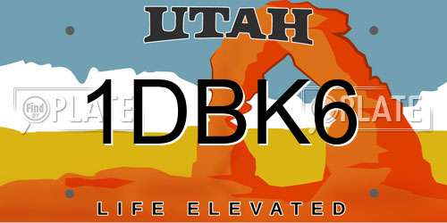 1DBK6 Utah License Plate