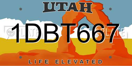 1DBT667 Utah License Plate