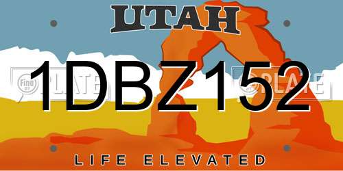 1DBZ152 Utah License Plate