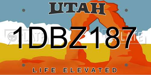 1DBZ187 Utah License Plate