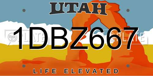 1DBZ667 Utah License Plate