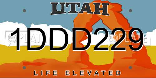 1DDD229 Utah License Plate