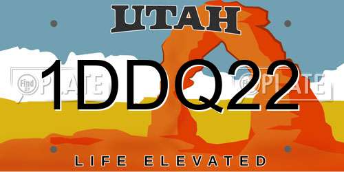 1DDQ22 Utah License Plate