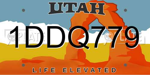 1DDQ779 Utah License Plate