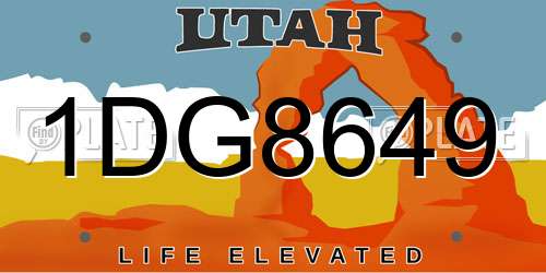 1DG8649 Utah License Plate