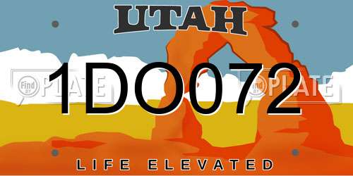 1DO072 Utah License Plate