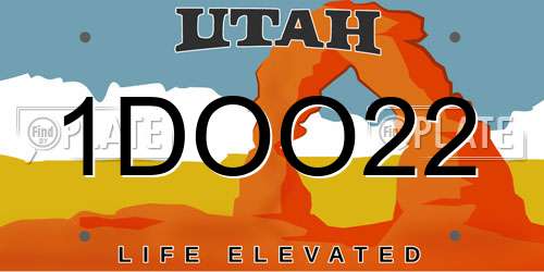 1DOO22 Utah License Plate