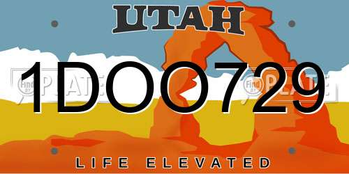 1DOO729 Utah License Plate