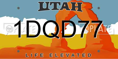 1DQD77 Utah License Plate