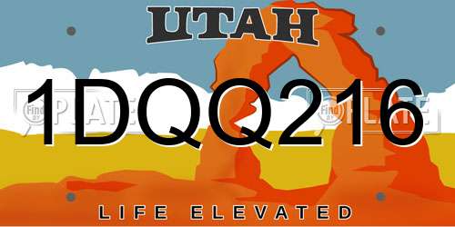 1DQQ216 Utah License Plate